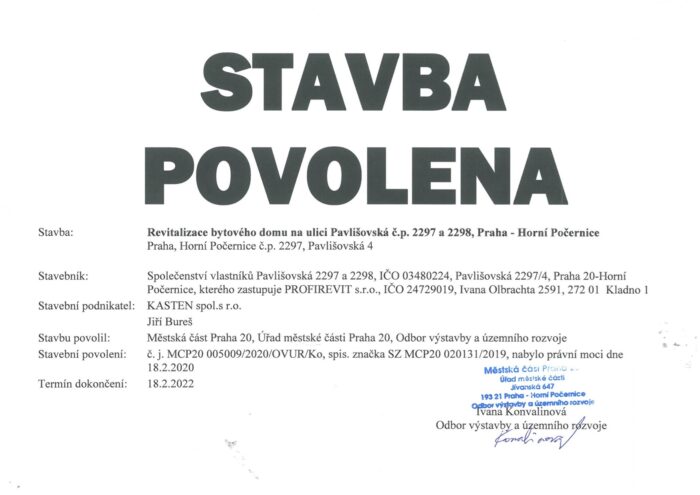 Cedule - stavba povolena